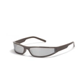 Futuristic Y2K wraparound sunglasses with brown frame and silver reflective lenses - Mocha Silver