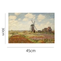 PVC placemat featuring Van Gogh windmill art, 45x30cm heat resistant table mat - 45x30cm / Monet - Windmill in a Flower Field