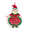 Calendario de Adviento Elfo de Navidad en fieltro rojo y verde con 24 bolsillos guía - Elfo