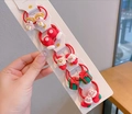Lot de 10 élastiques de Noël rouges avec bonhomme de neige et Père Noël sur carte - Style 2 (Lot de 5 paires d'élastiques de Noël rouges)