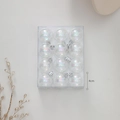 Set of 12 iridescent 4cm Christmas balls in transparent box with silver caps - Iridescent Transparent 4cm 12pcs