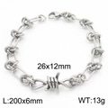 Barbed wire style stainless steel knot bracelet in silver finish with lobster clasp - Flat Link Barbed Wire Decor Bracelet (KB181217-Z)