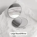 Portable 7cm round silver stainless steel folding makeup mirror with double-sided view - Large Circle / 7cm