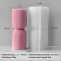 Vertical folded stripe silicone mold for DIY candles with pink pleated pillar sample - Striped Cylinder Mold J-5102
