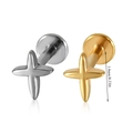Roestvrijstalen labret piercings in stervorm goud en zilver met afmetingen weergegeven - Kruisster-NO 5 / Staalkleur
