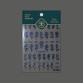Stickers ongles roses pailletées bleues avec lettrage Love et Black, modèle M-001 - Rose Bleu Argent / Bleu (M-001 Bleu)