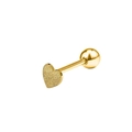 Frosted golden stainless steel heart tongue ring with polished ball screw back design - Frosted Gold Heart