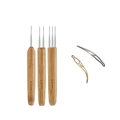 0.5mm bamboo dreadlock crochet hook set with 3 hooks and 2 curved metal sewing needles - 0.5mm*3 + 2 Loopers