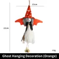 Halloween ghost pendant with orange star hat, mesh dress, and mini broom decoration - Ghost Pendant (Orange)