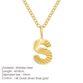 Gold-plated stainless steel initial S pendant necklace featuring unique sunburst texture - Letter S / 10mm Pendant / Gold