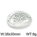 Polished silver stainless steel tree of life oval pendant with dual connection holes - Steel Style 1 (KLJ4246-Z)