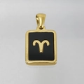 Collier en acier inoxydable doré 18 carats avec pendentif Bélier en acrylique noir - Bélier (Avec Chaîne)