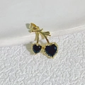 Sweet cherry pendant with dark blue heart-shaped zircons and 18K gold plated finish - Style B Gold-Dark Blue/Black (Heart Cherry)