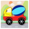 Educational 3D wooden puzzle toy for toddlers featuring a yellow cartoon clay truck - 3D Jigsaw-Concrete Mixer (JM立体-水泥车)
