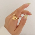 Minimalist 18k gold plated stainless steel irregular open ring in a polished finish - Size 7 (Adjustable) / Gold