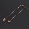 Minimalist long tassel chain earrings with clover pendant in rose gold finish - Hollow Heart Flower (8345)
