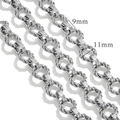 Silver stainless steel hip hop chain links in 9mm and 11mm width variants - Z2198S Silver 9mm/11mm Width