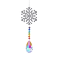 Detail of silver snowflake charm with colored beads and rainbow teardrop crystal prism - Snowflake + 63mm Angel Tear
