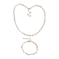 Flachgelegte goldene Büroklammer-Ketten-Halskette und Armband-Set mit Karabinerverschluss - Gold Schmuckset (Halskette + Armband)