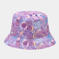 Purple bucket hat with psychedelic mushroom and starry sky pattern for outdoor sun protection - M (56-58cm) / Color X-16
