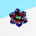 Fashion crystal flower brooch pin with red, blue, and green crystals for women's dresses - Blue Red