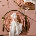 Elegant rose napkin ring with red flowers and pearls for Valentine table setting - Pearl LOVE