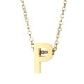 Polished gold initial P pendant necklace on fine O-chain, minimalist steel jewelry - Letter P(KN234006-Z)