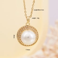 Elegante collana con ciondolo a perla dorata con bordi in cristallo e misure dettagliate - Collana con Decorazione a Doppio Anello / Oro (Doppio Anello)