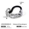 U-shaped polished stainless steel buckle on black elastic hair tie for women - Silver-Chain Link Buckle-Small(JDH2404004-S)