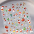 Stickers à ongles 5D embossés de Noël avec motifs Père Noël, bonhomme de neige et sapin - Série de Strass en Relief 5D de Noël