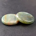 Green and brown mottled natural agate stone disc 40x8mm with polished finish - India Agate