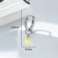 Silver-toned hoop earring with yellow teardrop zircon pendant and clear stone pavé - Fruit Green (Single Piece)