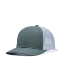 Adjustable mesh trucker hat with dark grey front panel and white breathable netting - Adjustable / Grey-Green + White Mesh