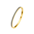 Minimalist gold-plated stainless steel bangle with grey enamel inlay and side clasp - 5mm / Smoke White
