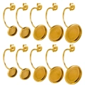 Pack de 10 ganchos dorados de acero inoxidable con bases redondas para hacer joyas de DIY - Interior 6mm / Dorado