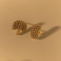 Exquisitos pendientes de árbol de acero inoxidable dorados con diseño de hojas en 3D - Dorado (KDE2564)