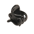 Close-up of black glossy plastic hair claw clip with metallic spring and multi-tooth design - Solid Black
