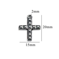 Silver vintage cross pendant with diamond texture, dimensions 20x15mm, 2mm hole - Style 34