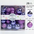 Detail of 28pcs purple Christmas ball ornaments in shiny and glitter finish for decor - Purple