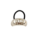 U-shaped hair tie with silver alloy clip featuring oval grooves and engraved patterns - Concave Dot 5.2cm / Silver