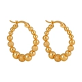 Minimalistische goldene Creolen mit abwechselnd polierten und mattierten Perlen-Details - Gold