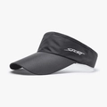 Breathable dark grey sport sun visor with laser-cut holes and white SPORT lettering - Adjustable / Dark Gray