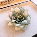 Elegant teal gradient fabric orchid hair clip with yellow pistils and soft blue petals - No.61 Duckbill-Green Flower