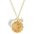 Aquarius zodiac necklace with opal crescent and pavé charm on gold paperclip chain - Aquarius