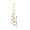 Bohemian gold crescent moon suncatcher with hanging crystal stars and prisms - Gold Moon Gold Frame
