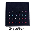 Boîte de 24 piercings de nez en acier inoxydable en forme de L avec cristaux colorés - En Forme de Triangle / Multicolor (24 Pieces Pack)