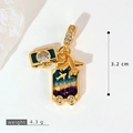 Golden travel charm set with camera, enamel suitcase and airplane with zircon stones - Gold Camera Plane Suitcase Style (SMP53371)