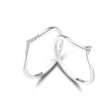 Pair of V-shaped S925 sterling silver rings with micro-pave diamonds for stacking - Platinum-FDJZ-207