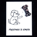 Pink and black natural agate dog bone stone with Happiness is simple healing card - Rhodonite