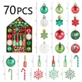 Set di 70 palline di Natale con ornamenti rossi e verdi in scatola a forma di casa - Set a Tema Bottiglia di Vino / Rosso/Verde/Bianco